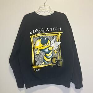 VTG Capitol Sportswear Georgia Tech Buzz Graphic Print Crewneck Sweatshirt XL